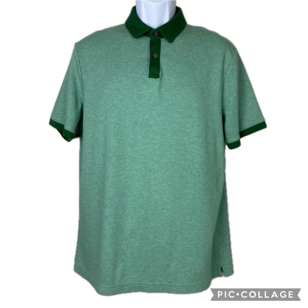 Banana Republic Luxury Touch Standard Fit Polo Shirt Two-Tone Green 100% Cotton